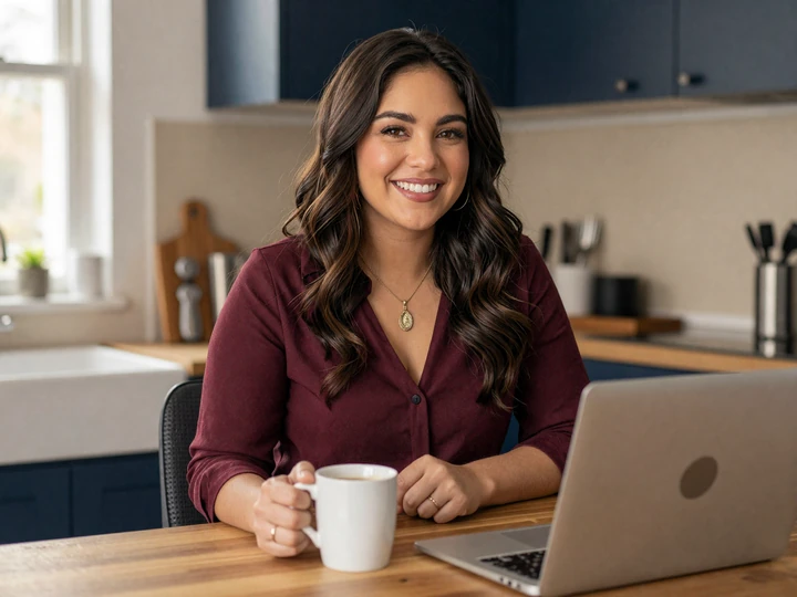 Why specialized military dating sites win - Camila reading a verified message at home on a niche military dating platform